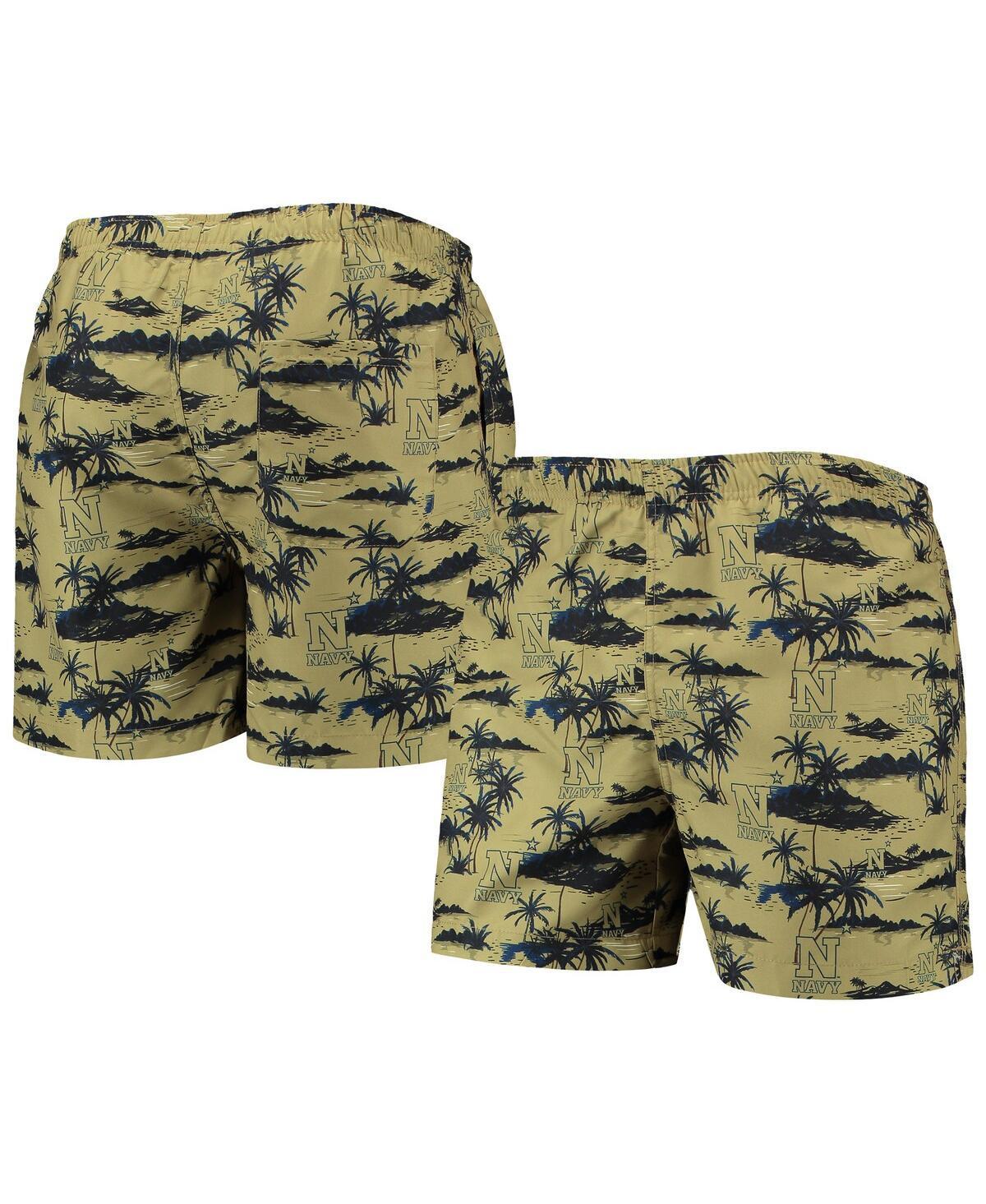 Mens Foco Gold Navy Midshipmen Island Palm Swim Trunks Product Image