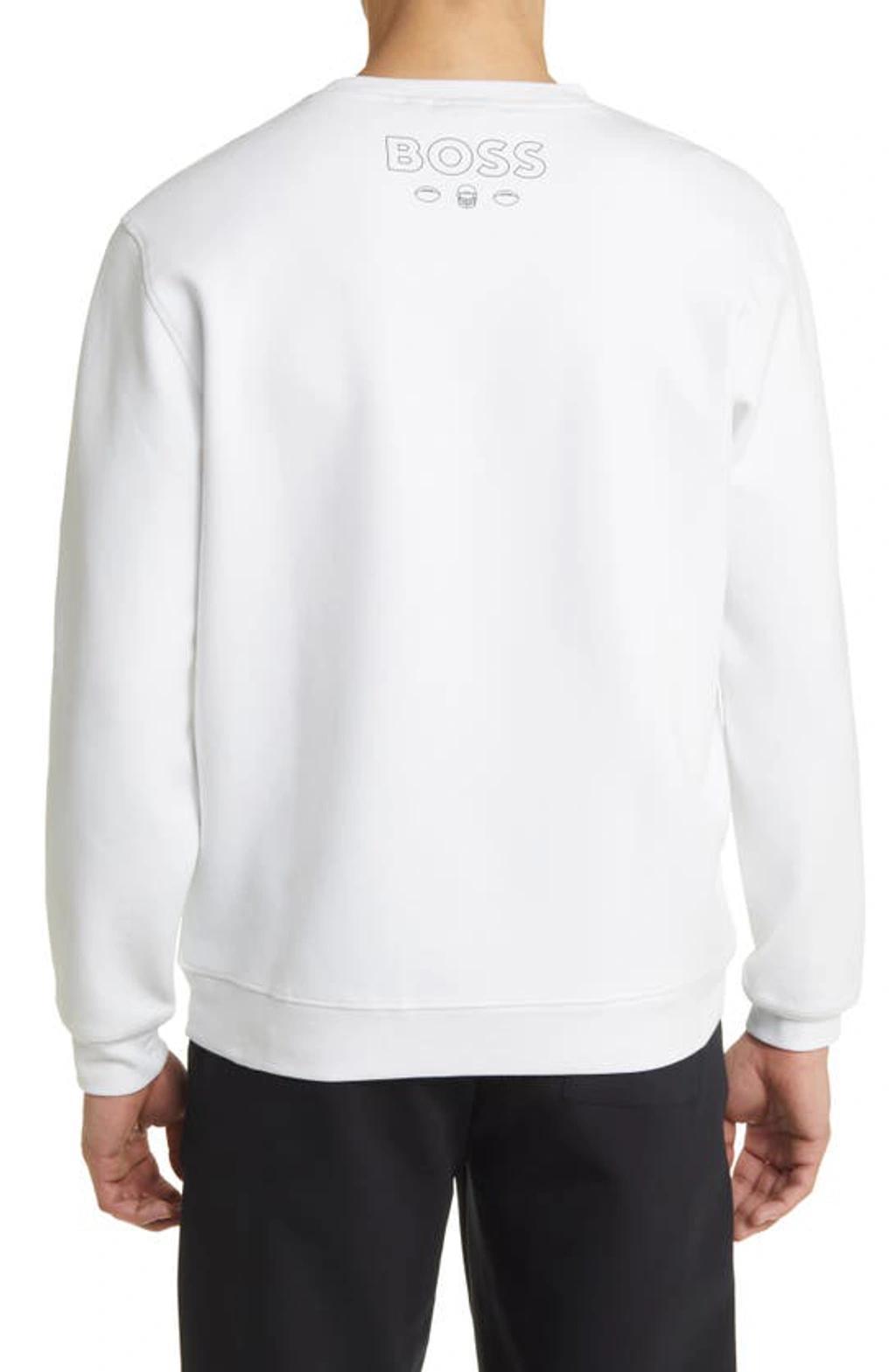 HUGO BOSS Boss X Nfl Cotton-blend Sweatshirt With Collaborative Branding In Packers Open White Product Image