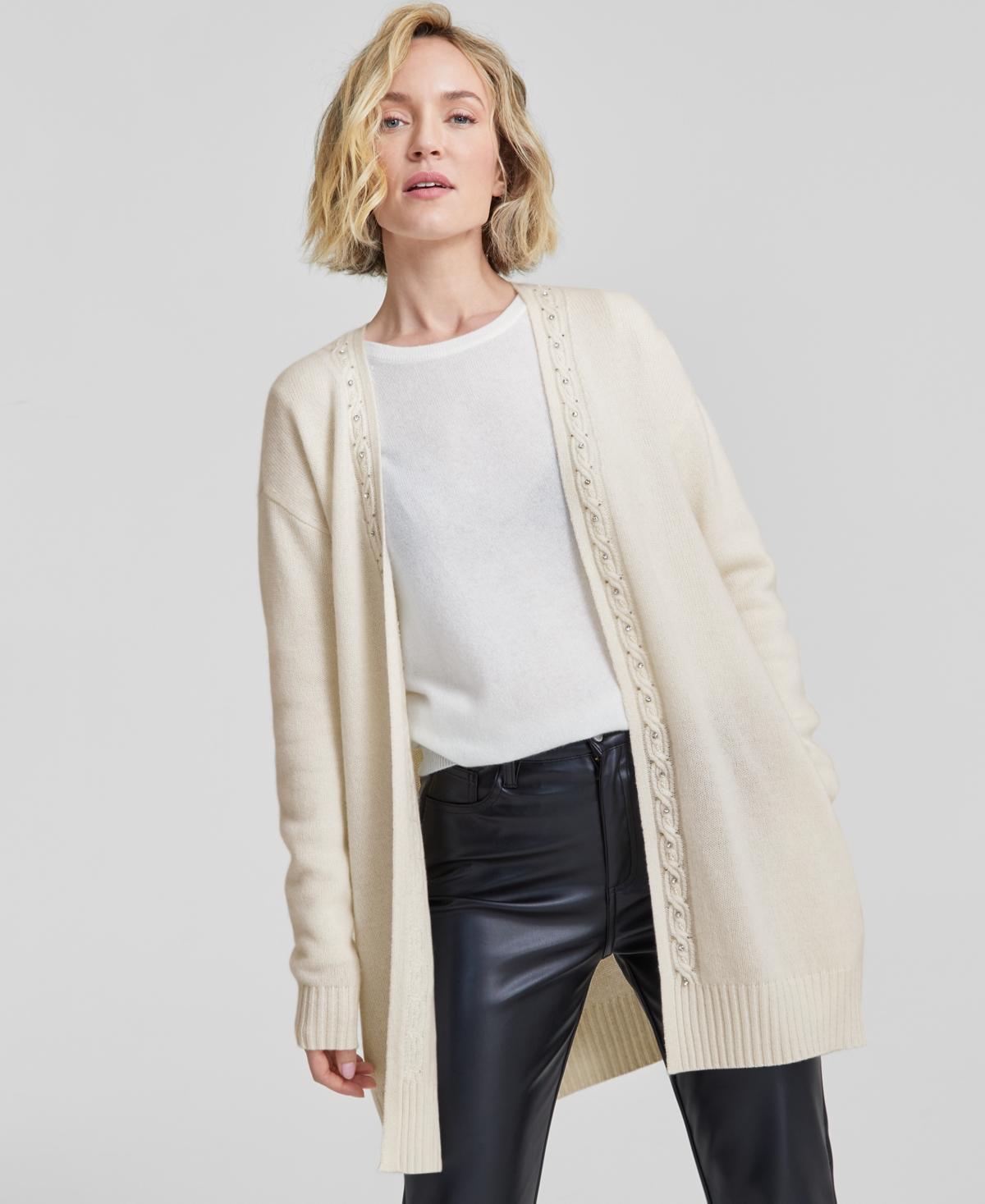 Charter Club Womens Cashmere Embellished Belted Cardigan, Created for Macys Product Image