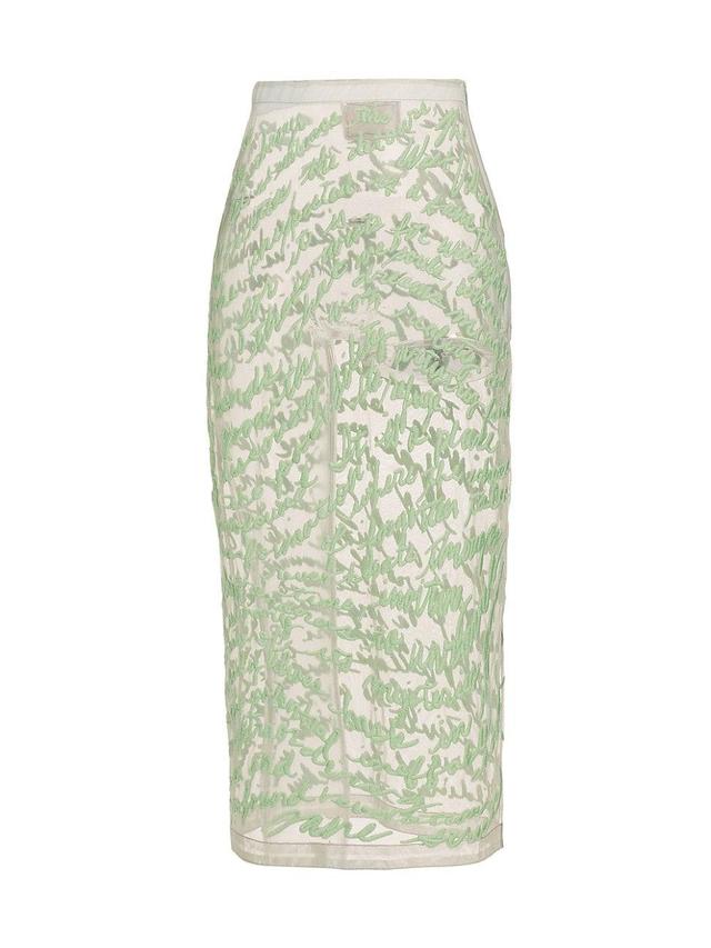 Womens Cheever Cursive Embroidered Sheer Midi-Skirt Product Image