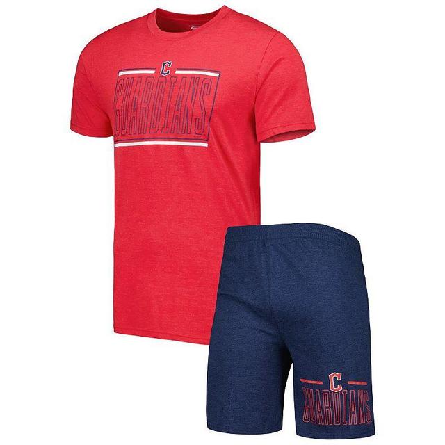 Mens Concepts Sport Navy/Red Cleveland Guardians Meter T-Shirt and Shorts Sleep Set Grd Blue Product Image