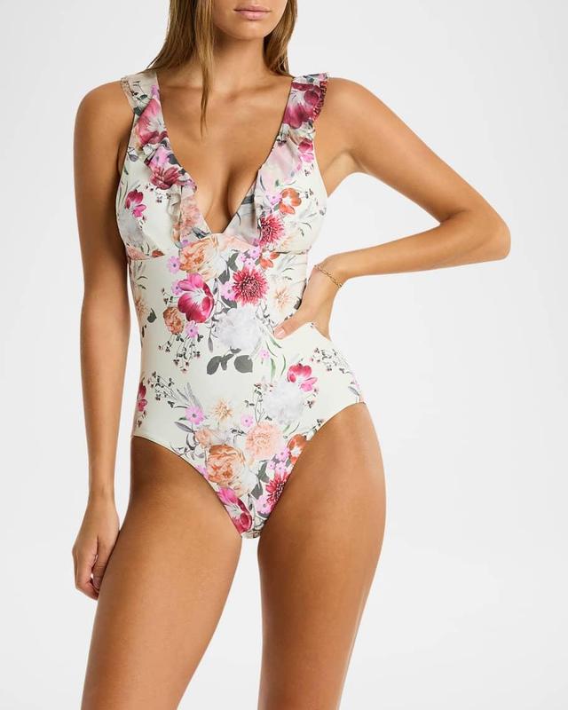 Floral Frill One-Piece Swimsuit Product Image