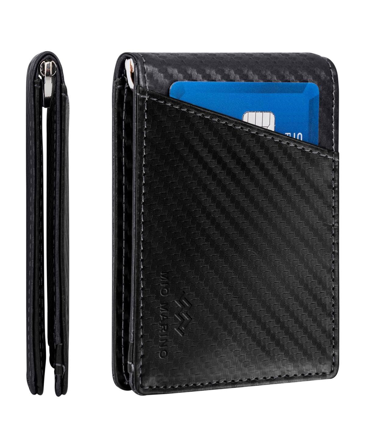 Mens Slim Bifold Wallet with Quick Access Pull Tab - Carbon black Product Image