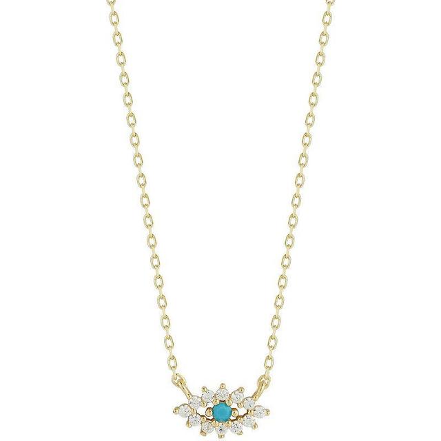 Sunkissed Sterling Cubic Zirconia Dainty Evil Eye Pendant Necklace, Womens Gold Product Image