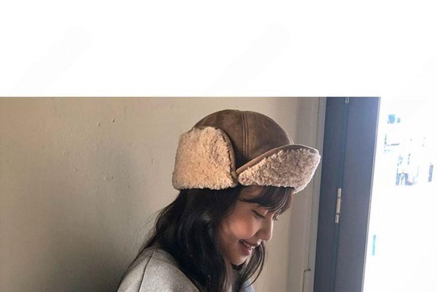 Fleece-Lined Faux Suede Trapper Hat Product Image