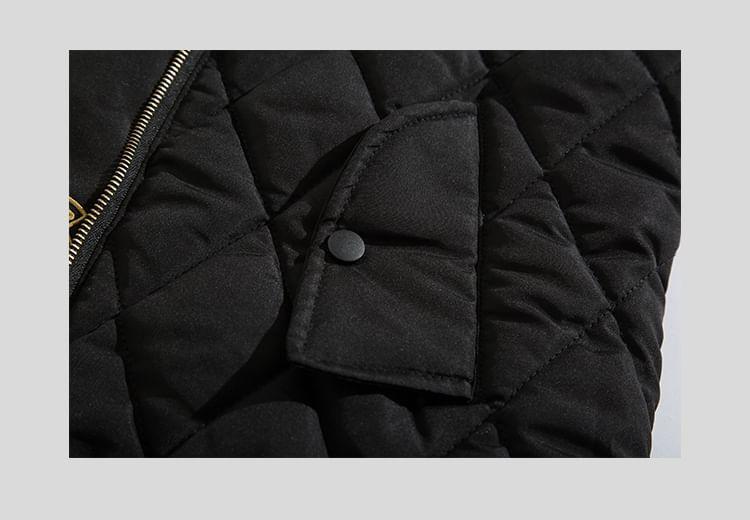 Lettering Quilted Zip-Up Jacket Product Image