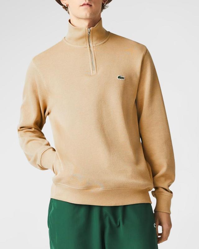 Lacoste Long Sleeve Solid 1/4 Zip Interlock Ribbed Sweatshirt Men's Clothing Product Image