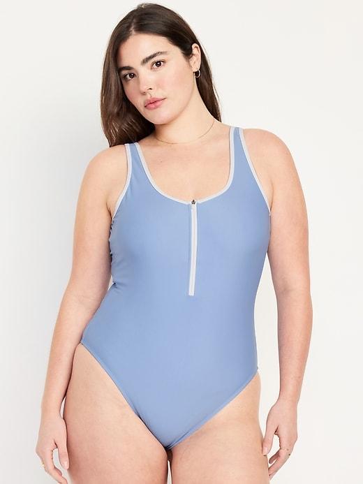 Half Zip One-Piece Swimsuit Product Image