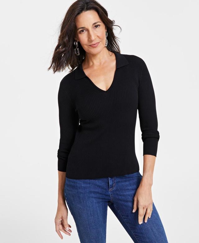 I.n.c. International Concepts Womens Johnny-Collar Sweater, Created for Macys Product Image