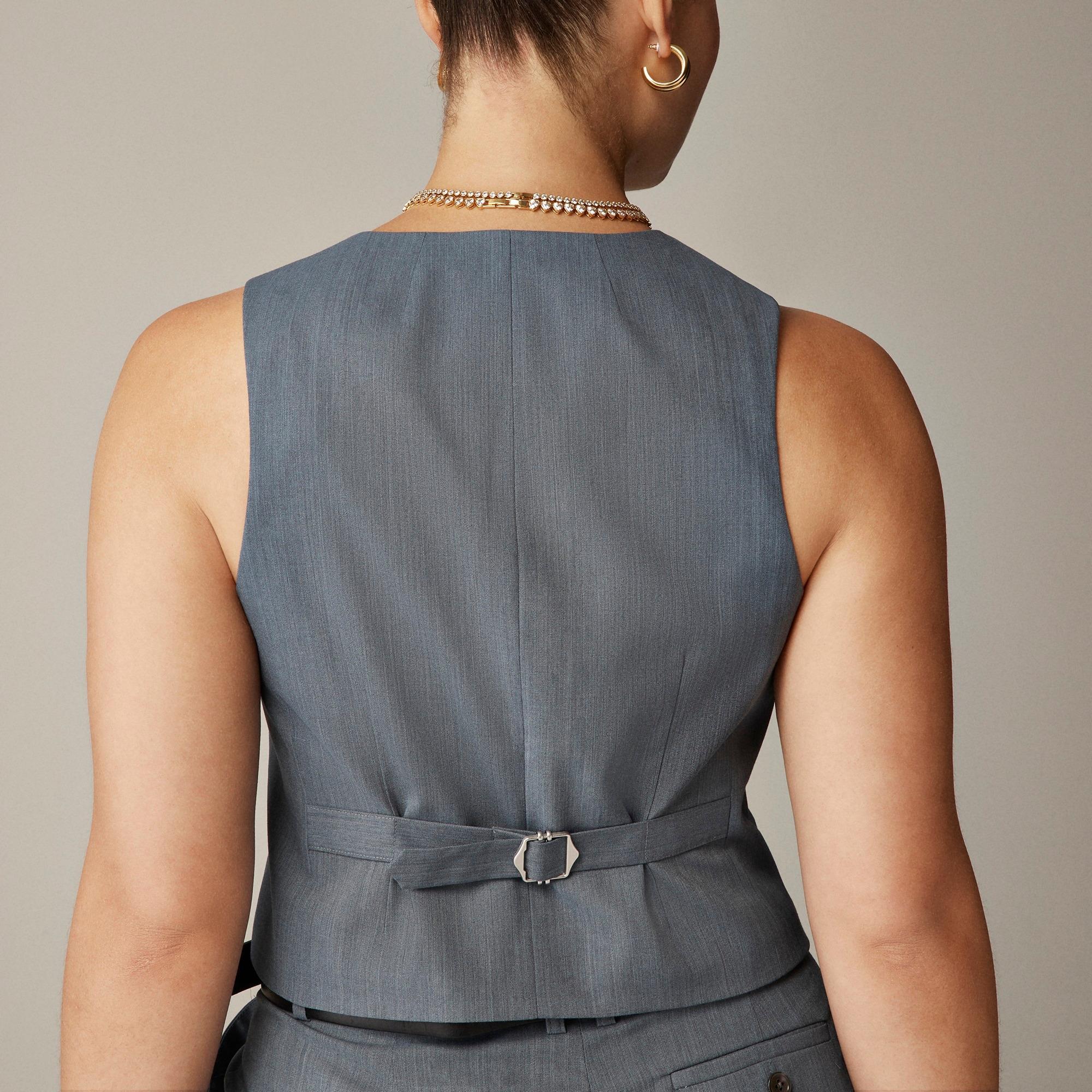 Double-breasted vest in gauzy Italian wool blend Product Image