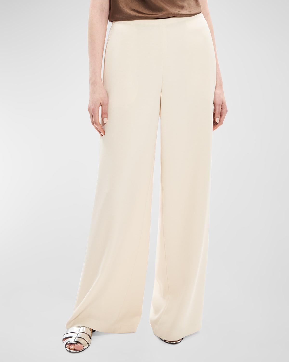 Oxford Crepe Wide-Leg Pull-On Pants Product Image