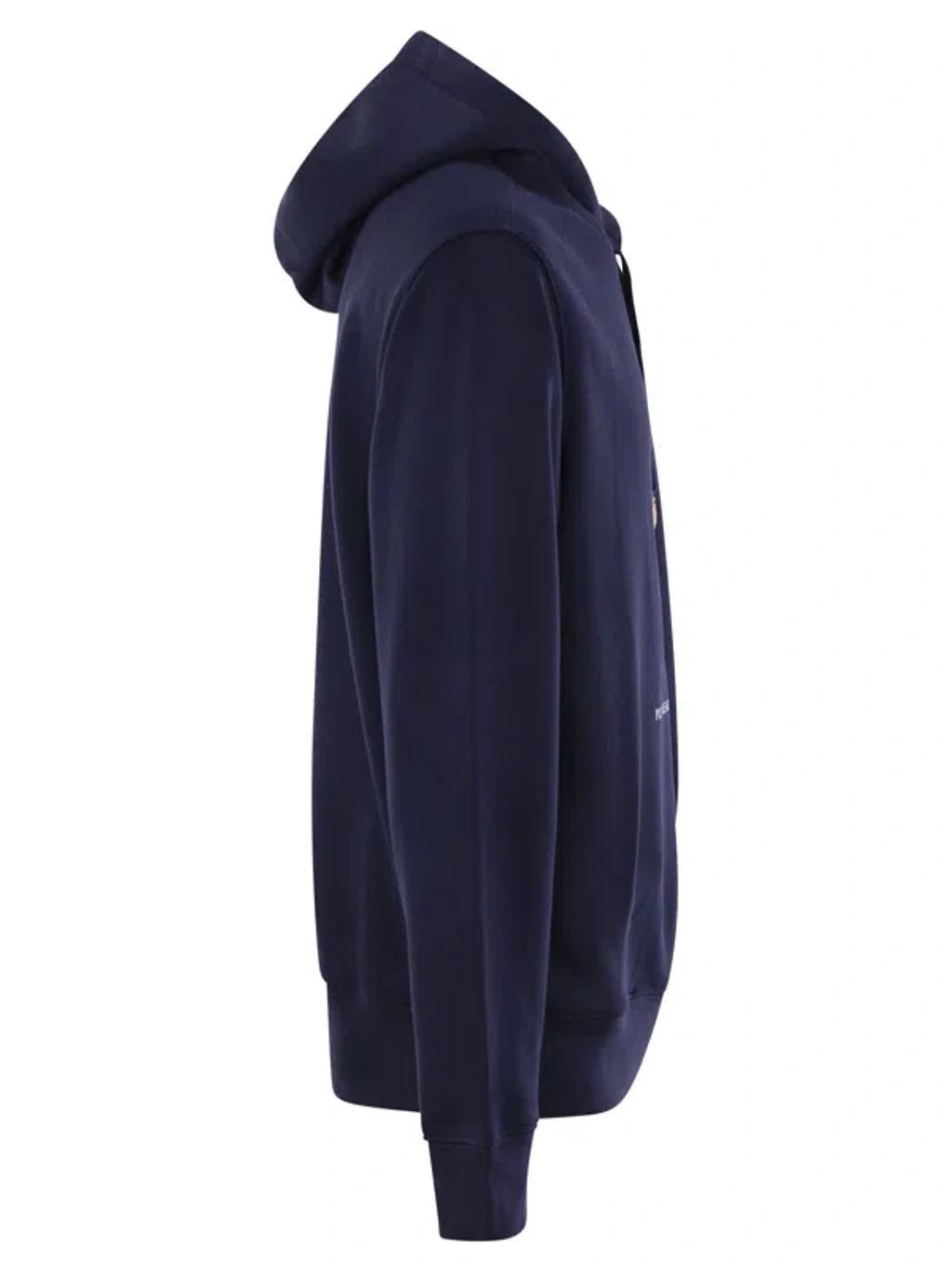 Polo Bear Fleece With Hood In Blue Product Image