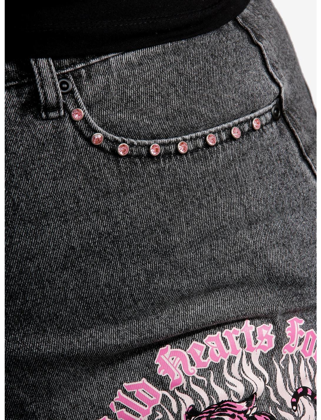 Sweet Society Pink Tiger Denim Mini Skirt Plus Size Product Image