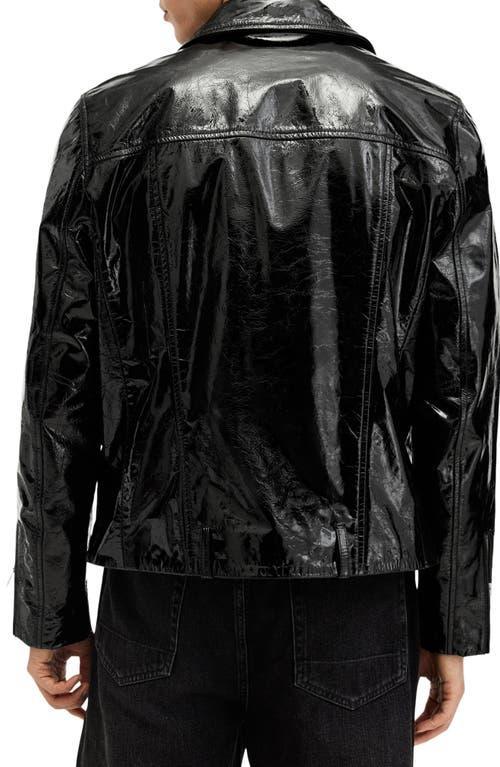 ALLSAINTS Badwan Slim Fit Leather Biker Jacket In Black Product Image