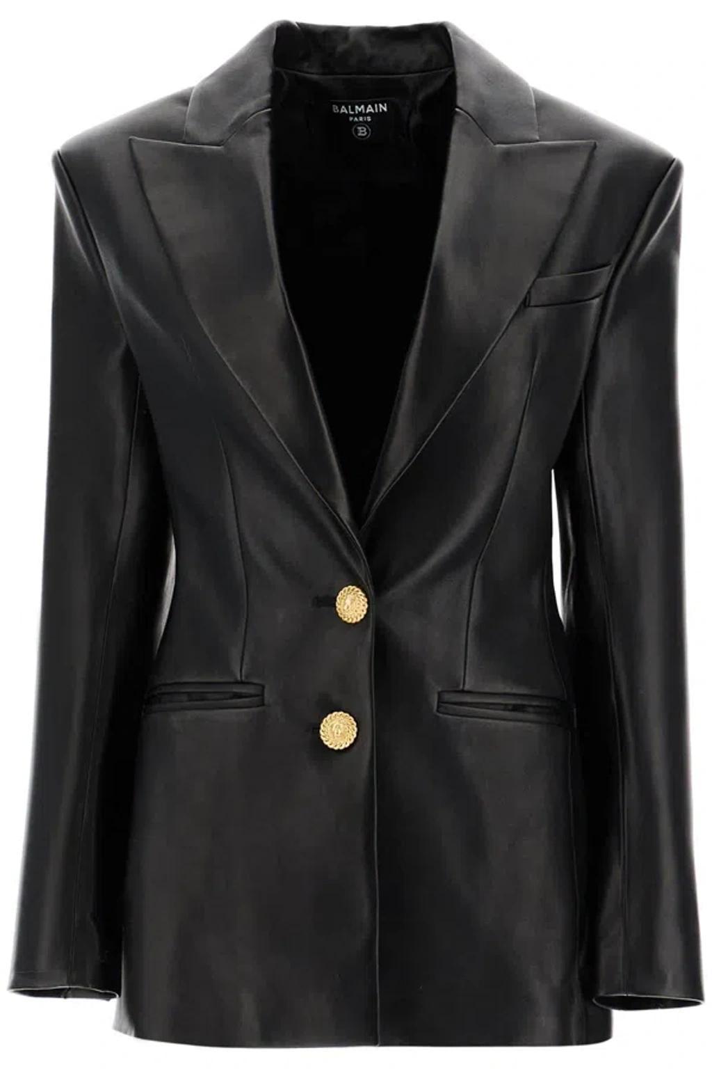 BALMAIN Fitted Leather Jacket In Black product image