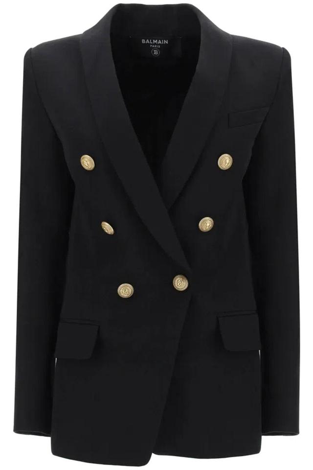 Women's Double-breasted Jacket With Shaped Cut In Black Product Image