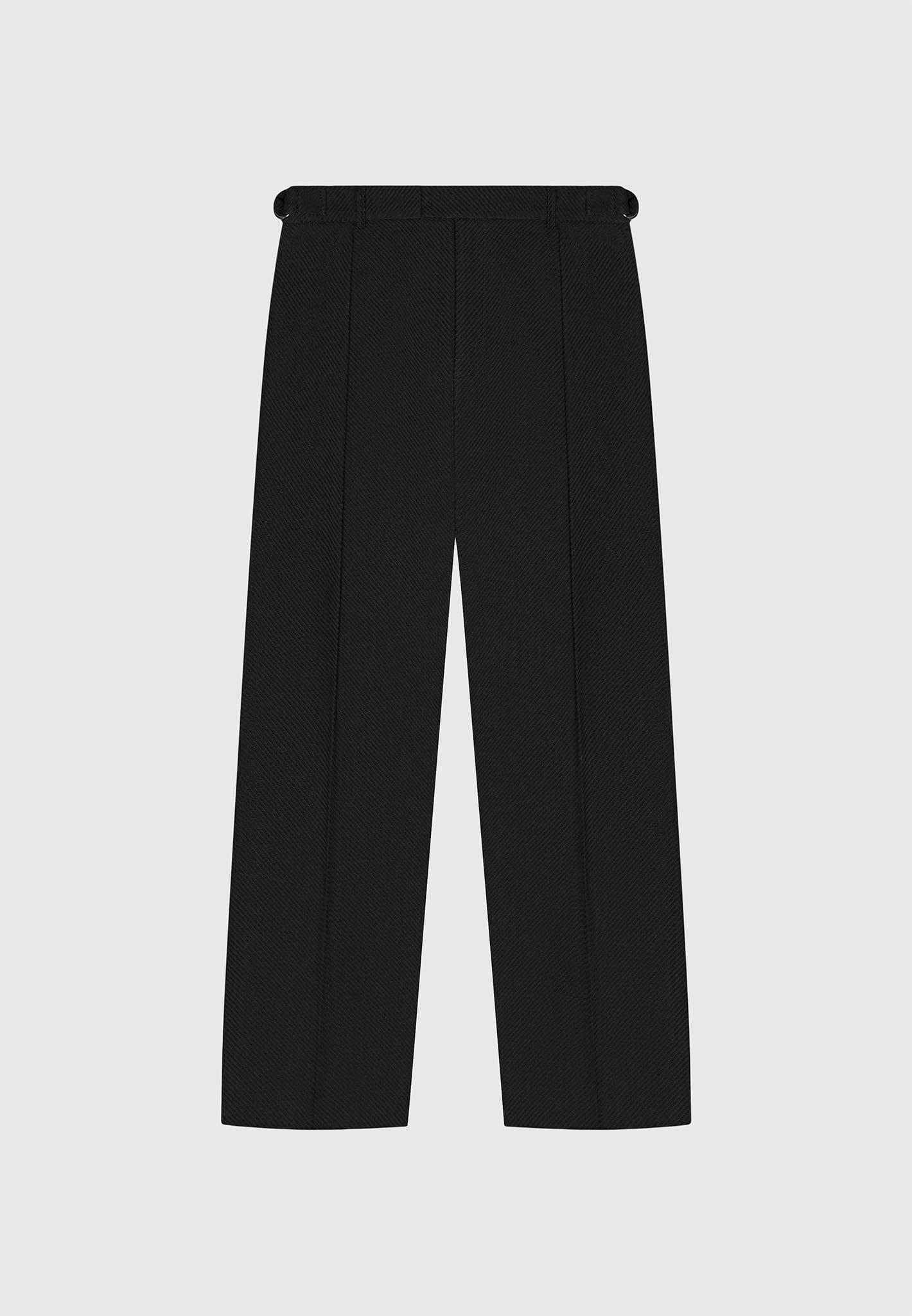 Relaxed Fit Twill Pleated Tailored Trousers - Black Male Product Image