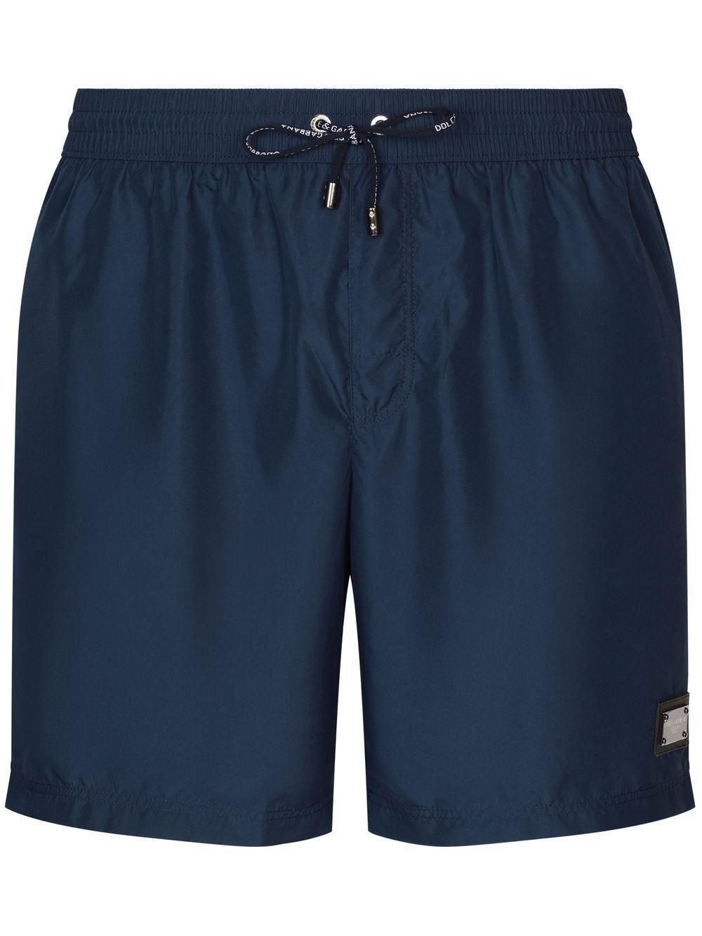 Drawstring Mini Swim Shorts In Blue Product Image