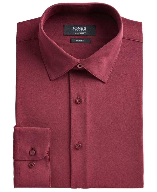 Jones New York Mens Slim-Fit Performance Stretch Cooling Tech Burgundy Solid Dress Shirt Product Image