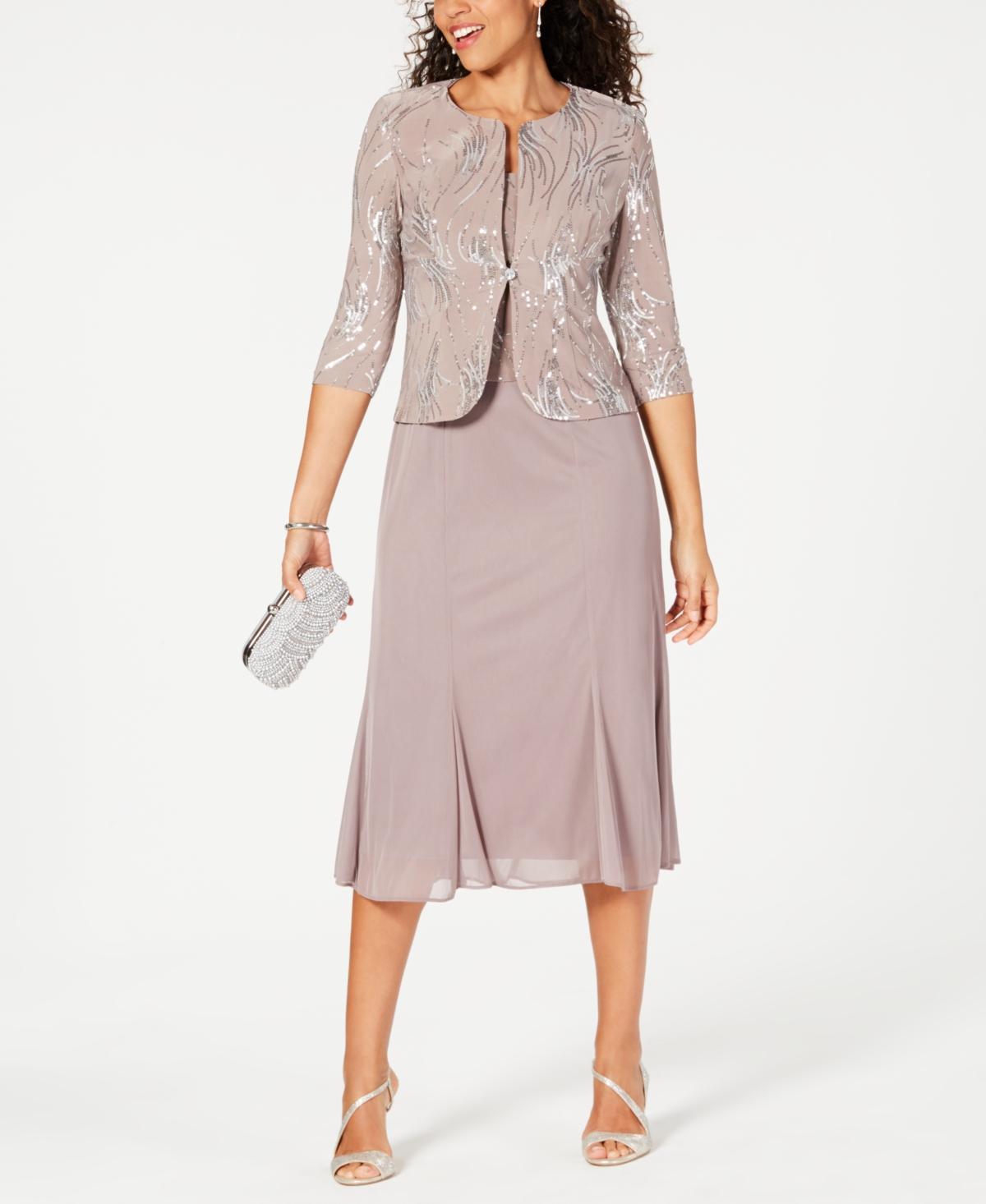 Alex Evenings Sequin Midi Dress with Jacket Product Image