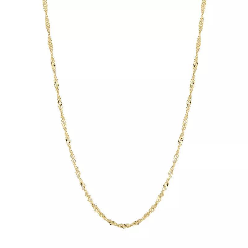 Sunkissed Sterling Singapore Chain Necklace, Womens, Gold Tone Product Image