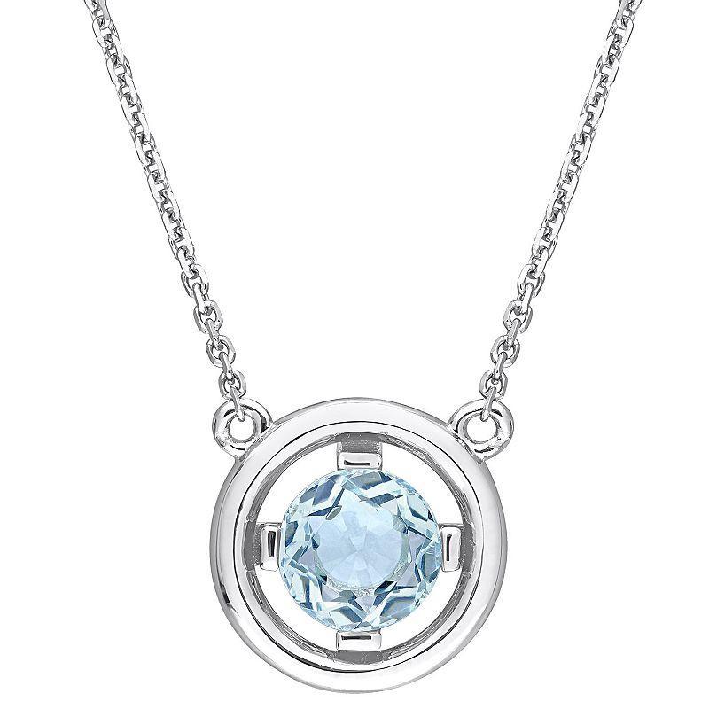 Stella Grace 14k White Gold Aquamarine Floating Solitaire Necklace, Womens Product Image