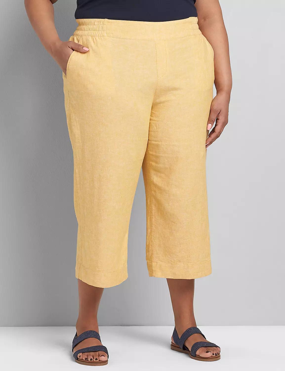 Linen Wide Leg Crop Pant Product Image