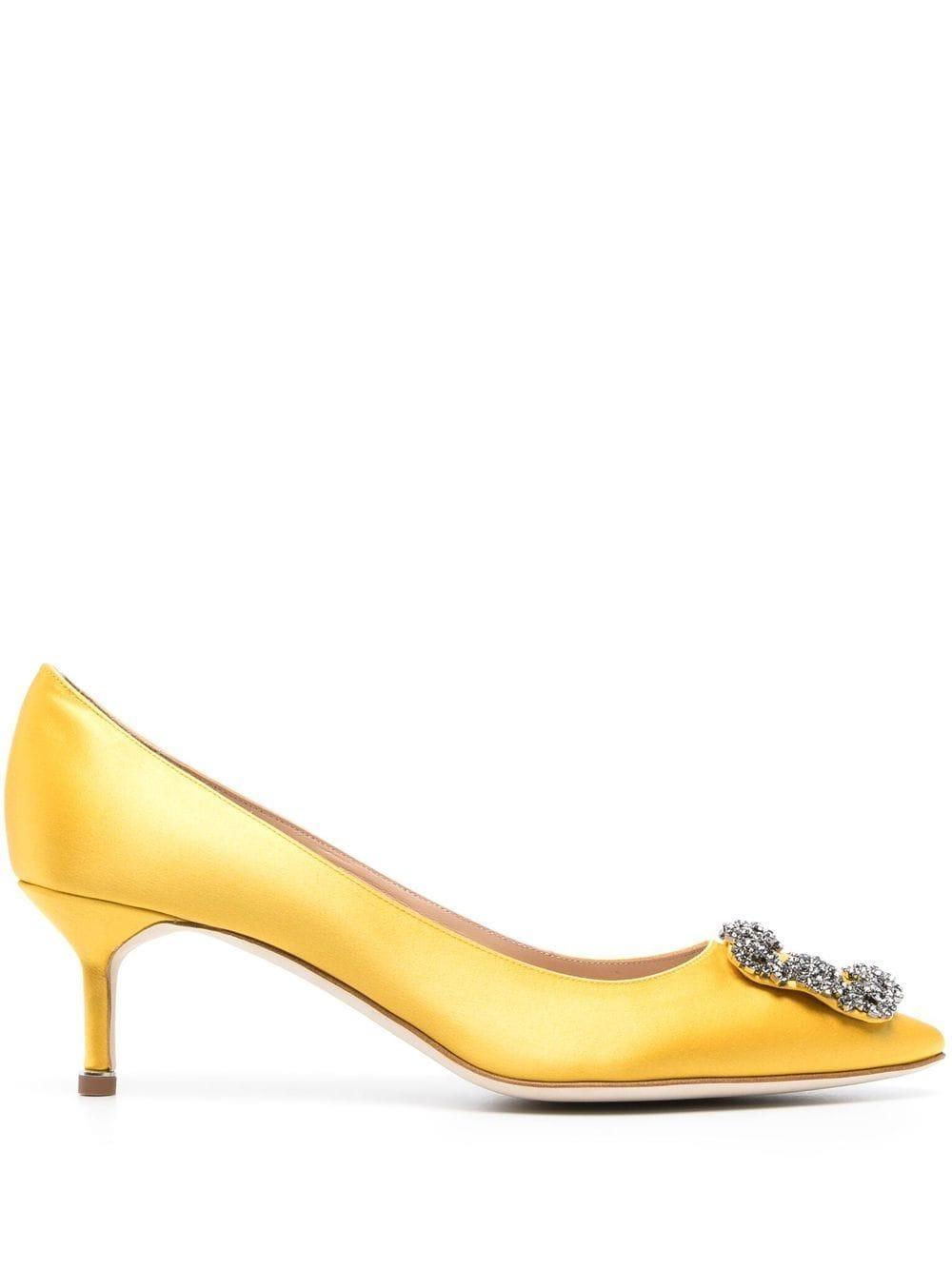 Yellow Hangisi 50 Crystal Satin Pumps Product Image