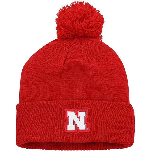 Mens adidas Scarlet Nebraska Huskers 2023 Sideline COLD.RDY Cuffed Knit Hat with Pom Product Image