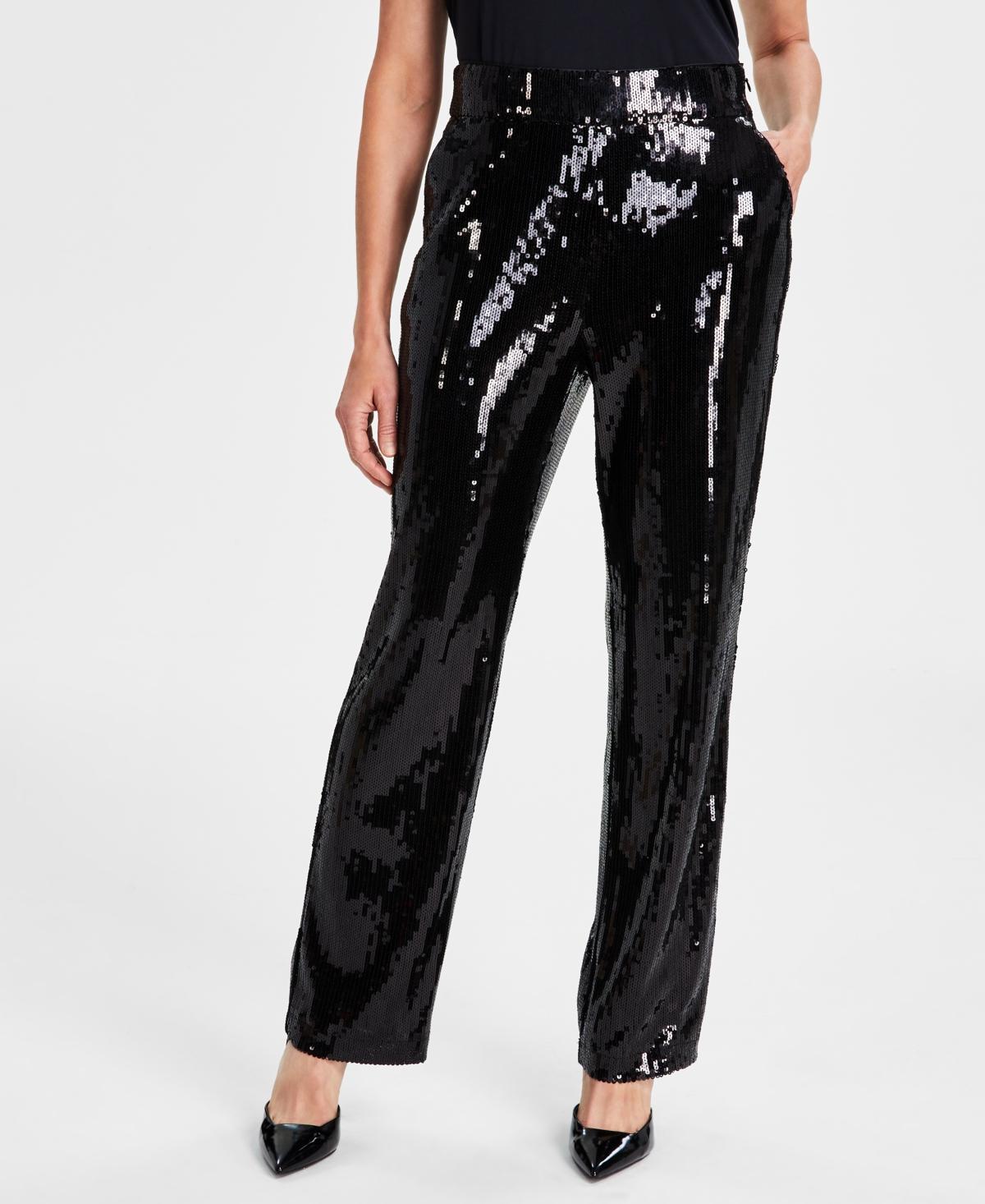 I.n.c. International Concepts Womens Sequin Straight-Leg Pants, Created for Macys Product Image