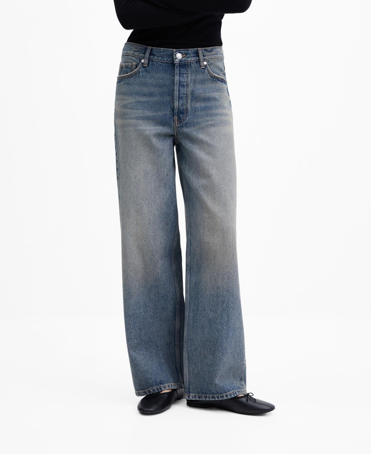 MANGO - Wideleg mid-rise jeans dark vintage blueWomen product image