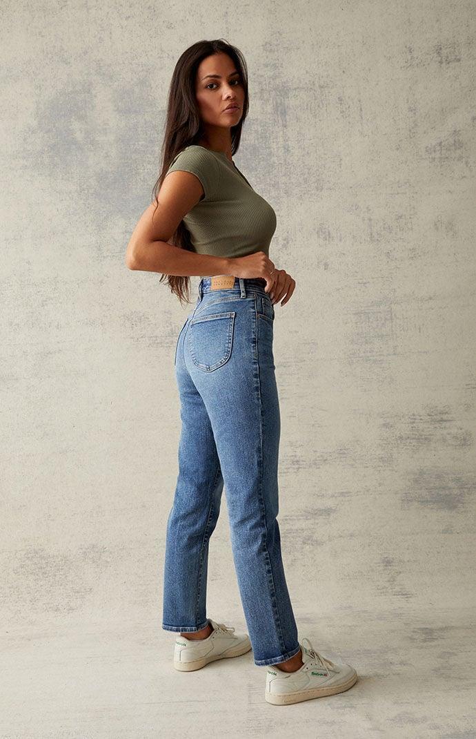 Womens Medium Blue Curve Straight Leg Jeans product image