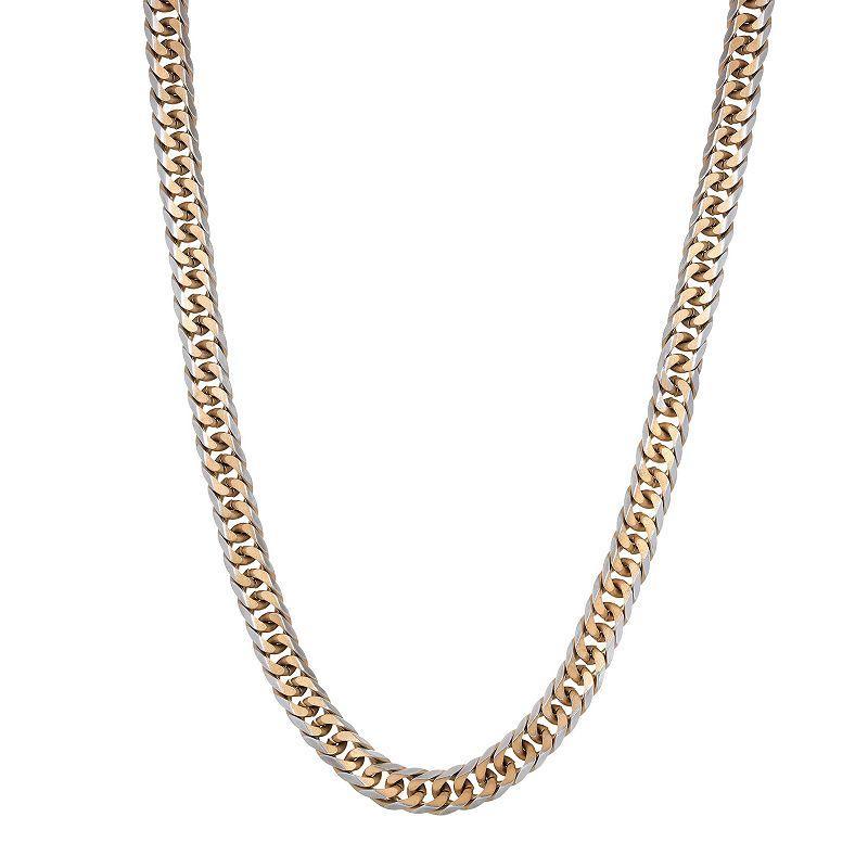 Mens LYNX Ion-Plated Stainless Steel Curb Chain Necklace Gold Product Image