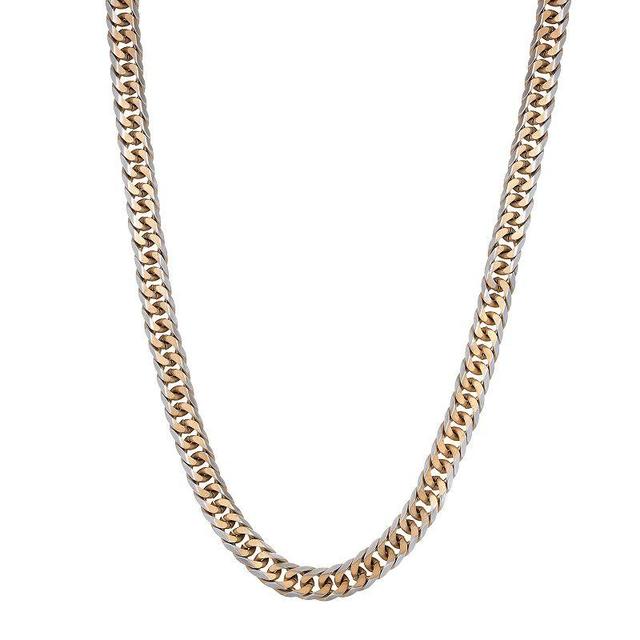 Mens LYNX Ion-Plated Stainless Steel Curb Chain Necklace Gold Tone Product Image