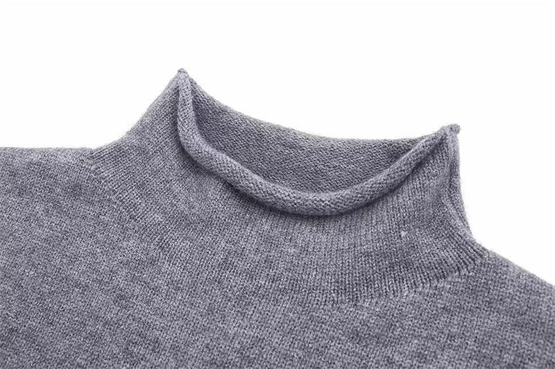 Mock Neck Plain Sweater Product Image