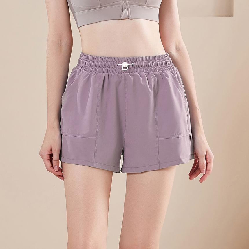 High Waist Plain Drawstring Sweatshorts Product Image