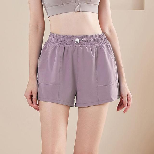 High Waist Plain Drawstring Sweatshorts Product Image