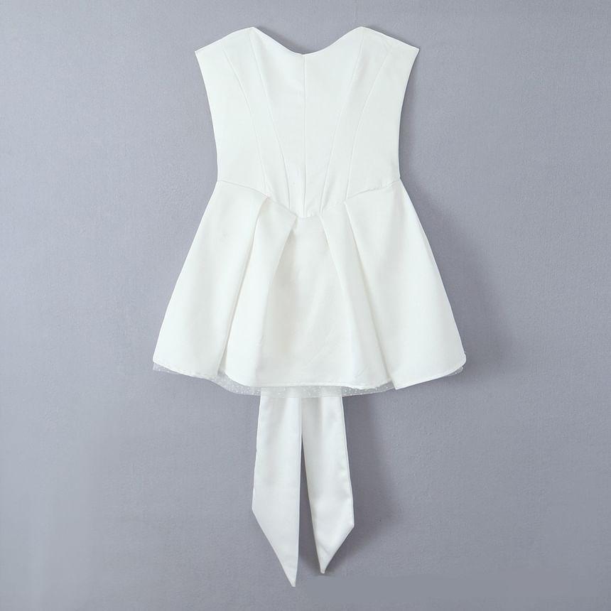 Plain Bow Back Mini A-Line Tube Dress Product Image