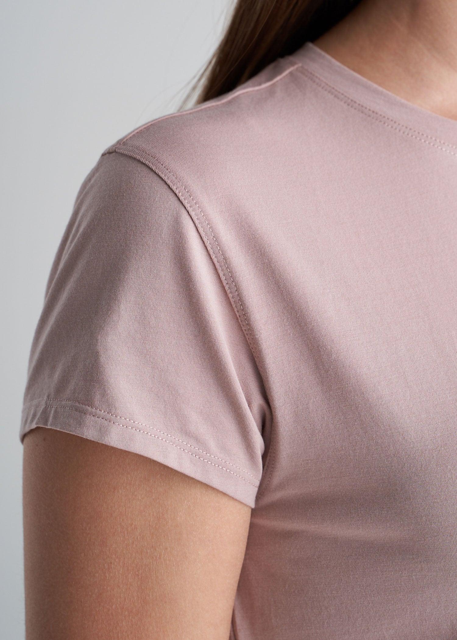 Women's SLIM-FIT Crewneck Cap Sleeve Tall Tee in Ballerina Pink Product Image