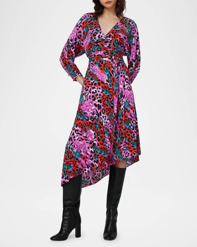 Eloise Animal-Print Midi Wrap Dress Product Image