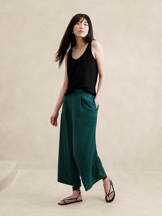 Linen-Blend Easy Wide-Leg Cropped Pant product image