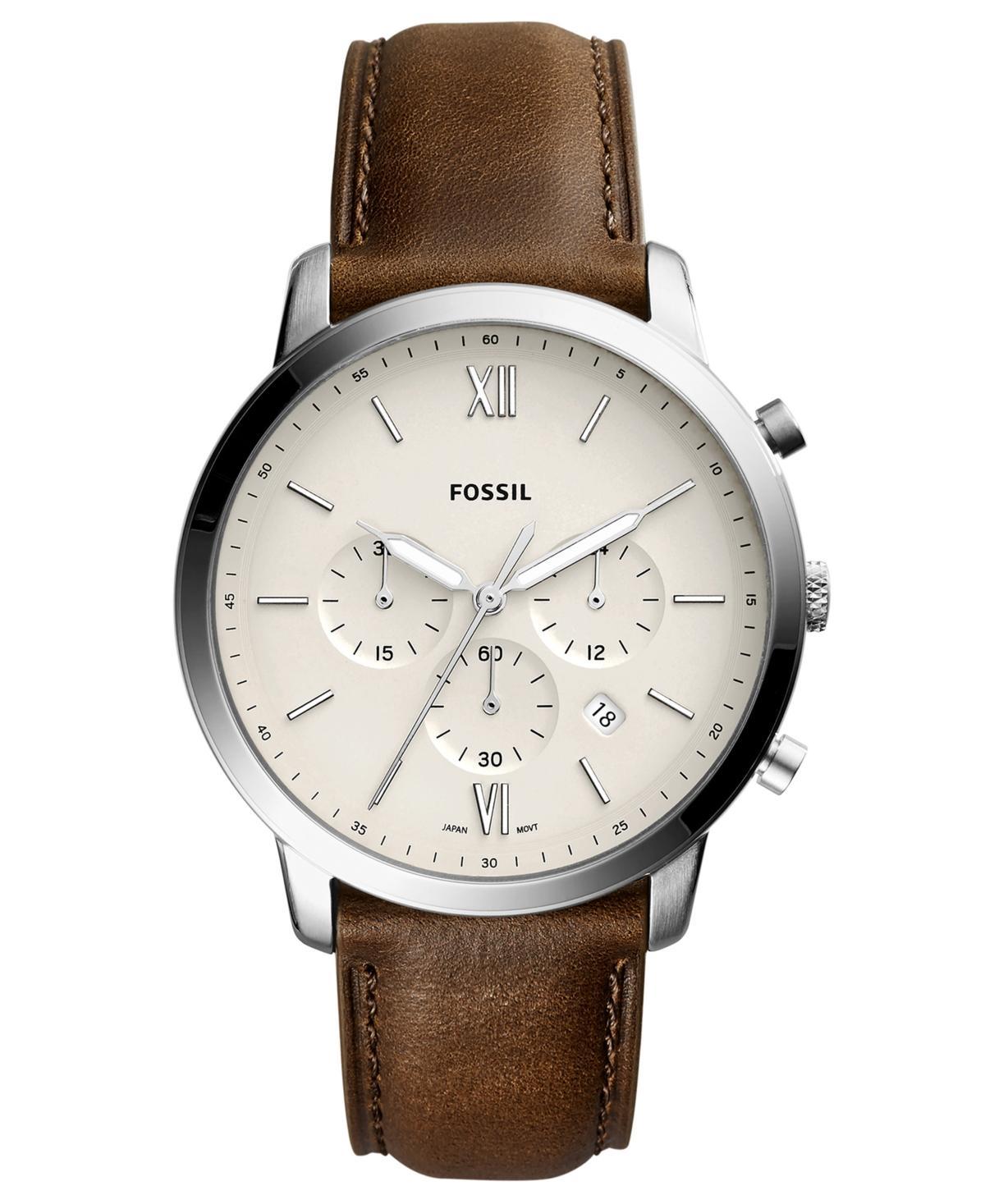 Fossil Mens Neutra Chronograph Brown Leather Strap Watch 44mm Product Image