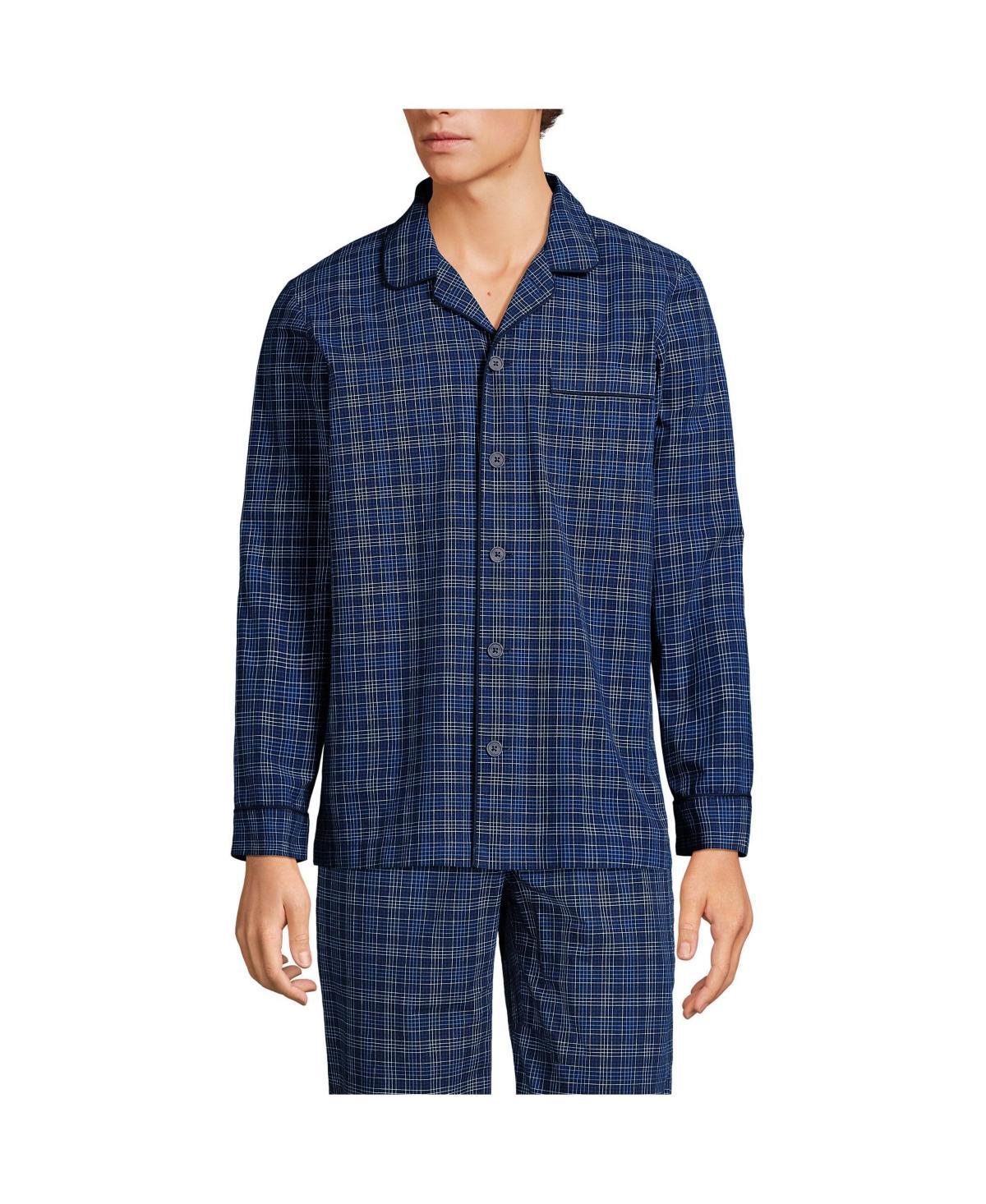 Big & Tall Lands End Broadcloth Pajama Sleep Shirt, Mens Deep Blue Product Image