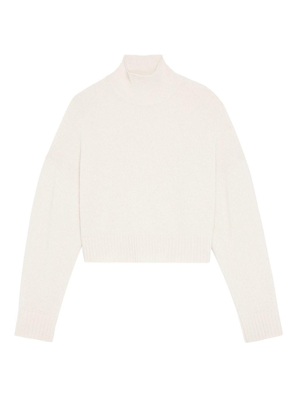 Womens Cashmere Rib-Knit Cropped Turtleneck Sweater Product Image