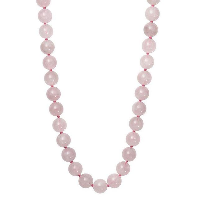 Sterling Silver Rose Quartz Beaded Necklace, Womens Pink Product Image