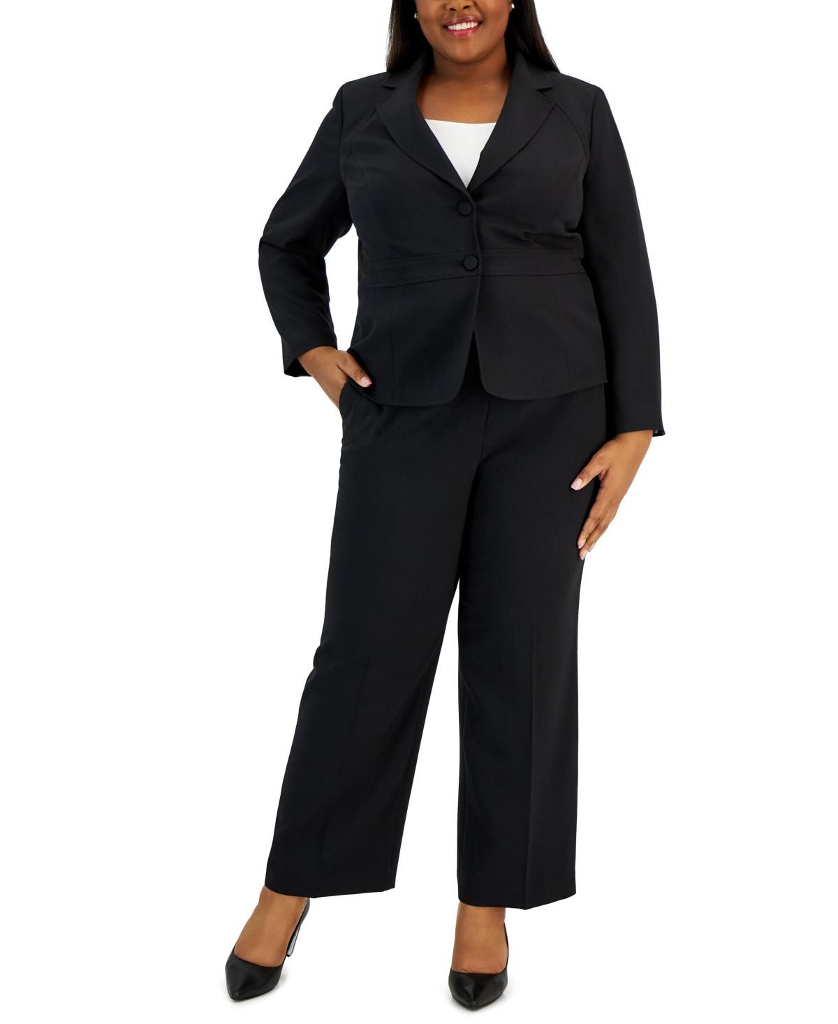 Le Suit Plus Size Crepe Two-Button Blazer Pantsuit Product Image