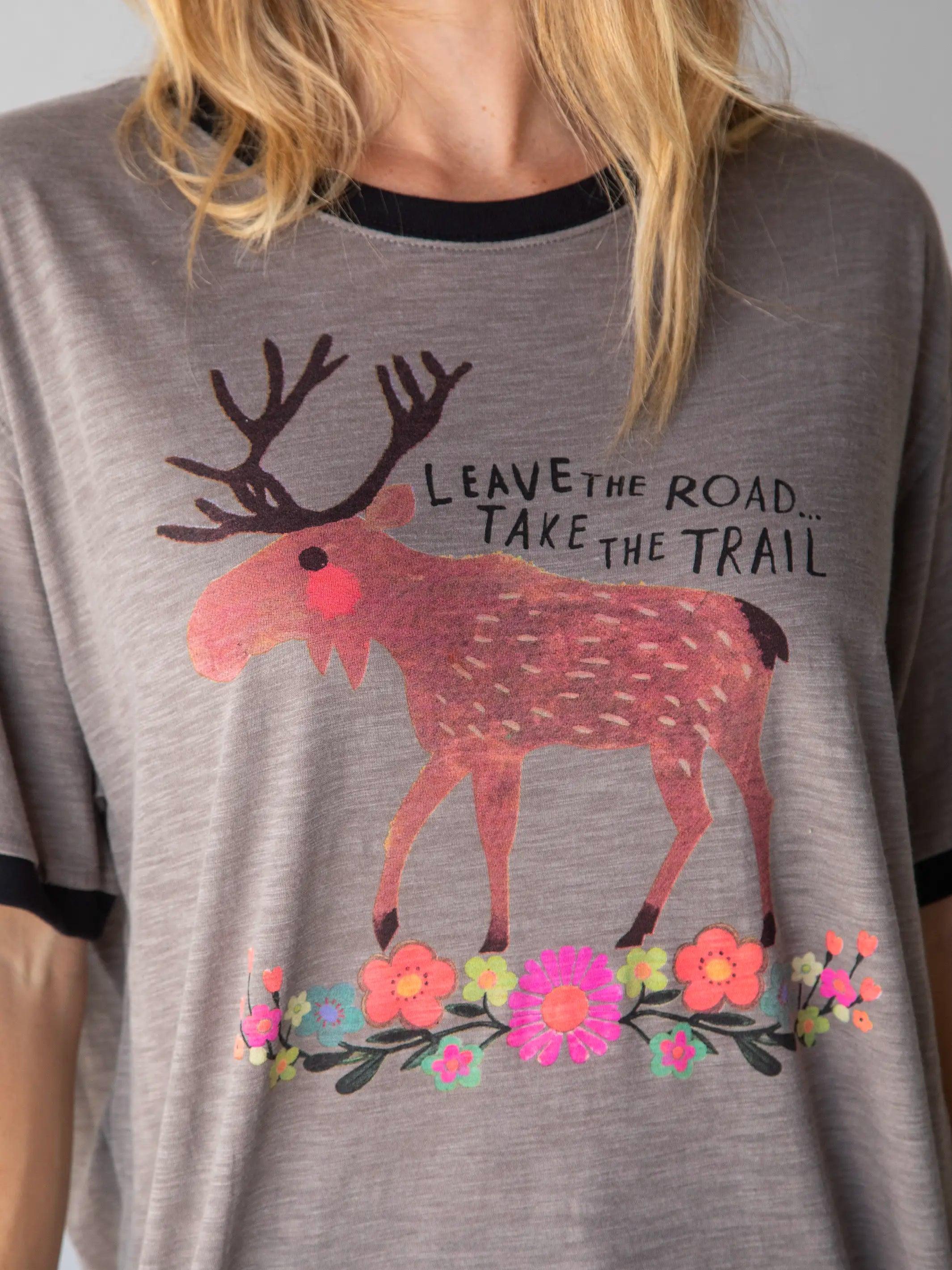 Ringer Oversized Tee Shirt - Take The Trail Product Image