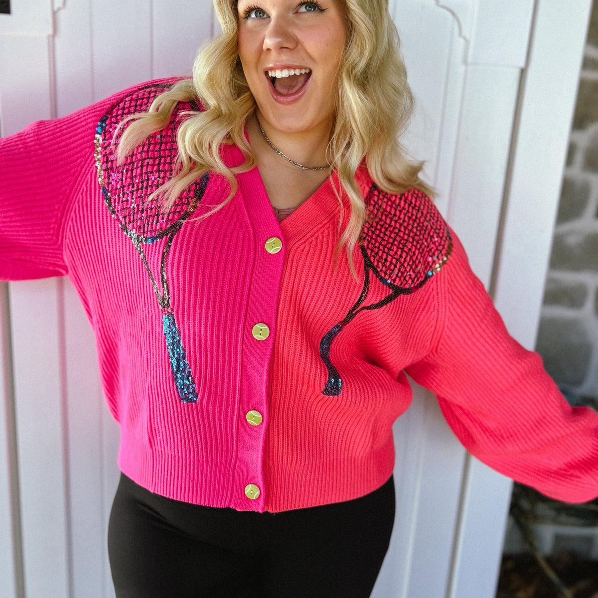 Neon Pink Queen of the Court Cardigan Product Image