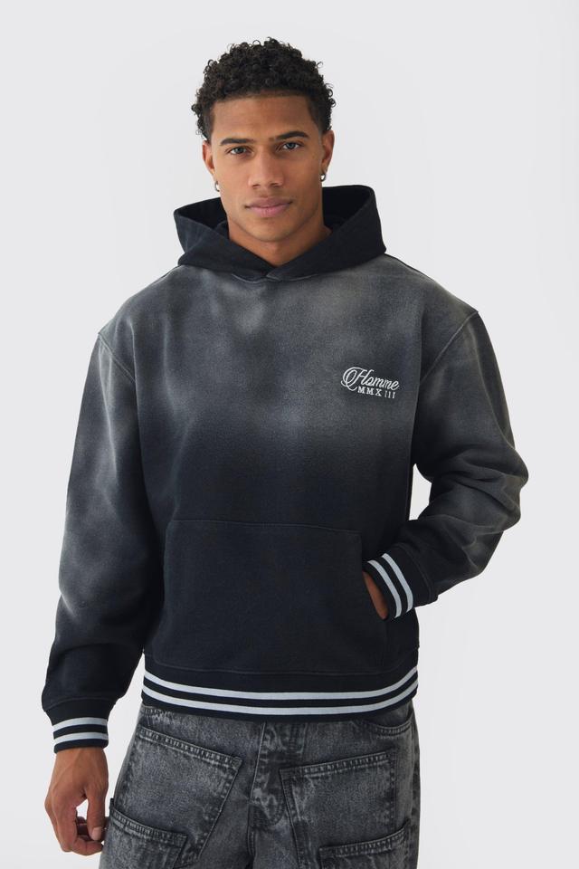 Oversized Boxy Heavy Loopback Ringer Hoodie | boohooMAN USA Product Image