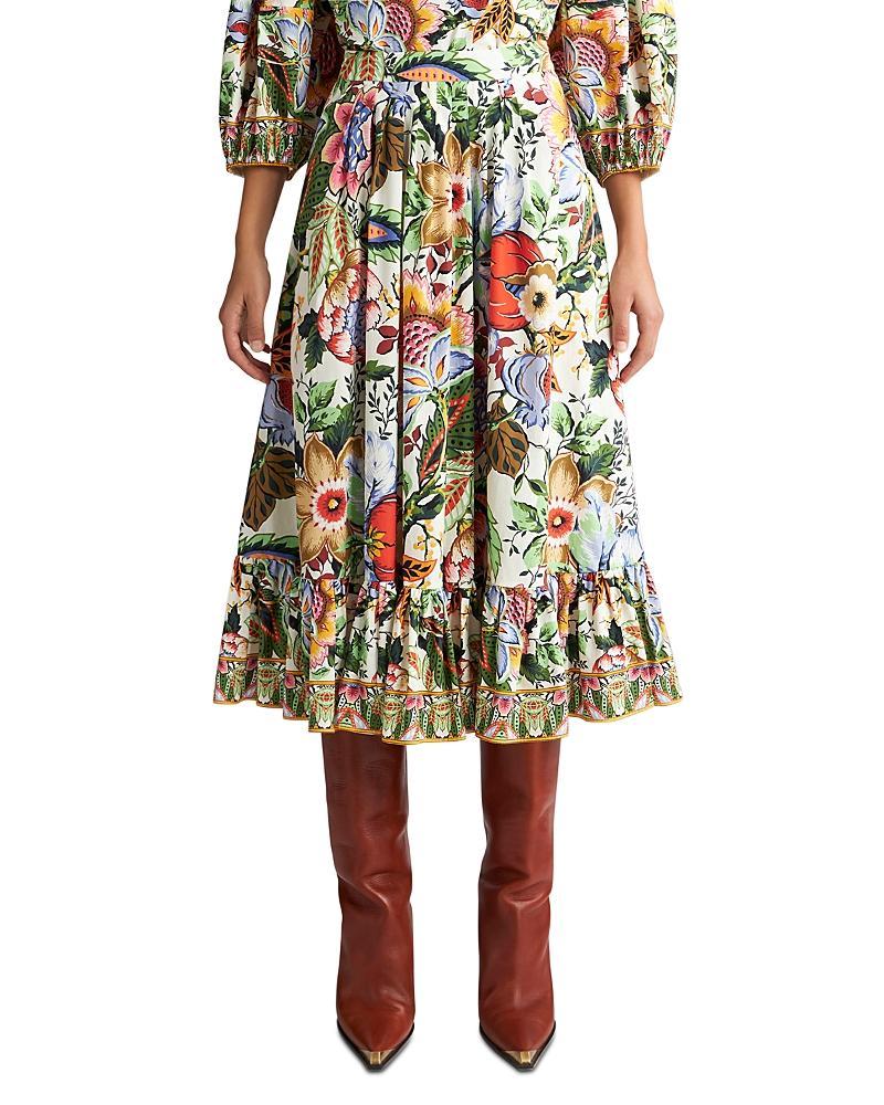 Womens Tree of Life Cotton Floral Midi-Skirt Product Image